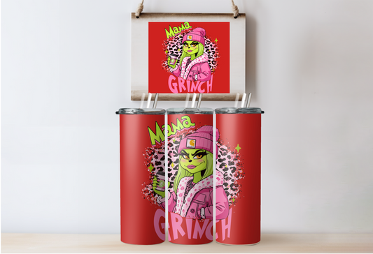 Pink Grinchy Mama Tumbler 2
