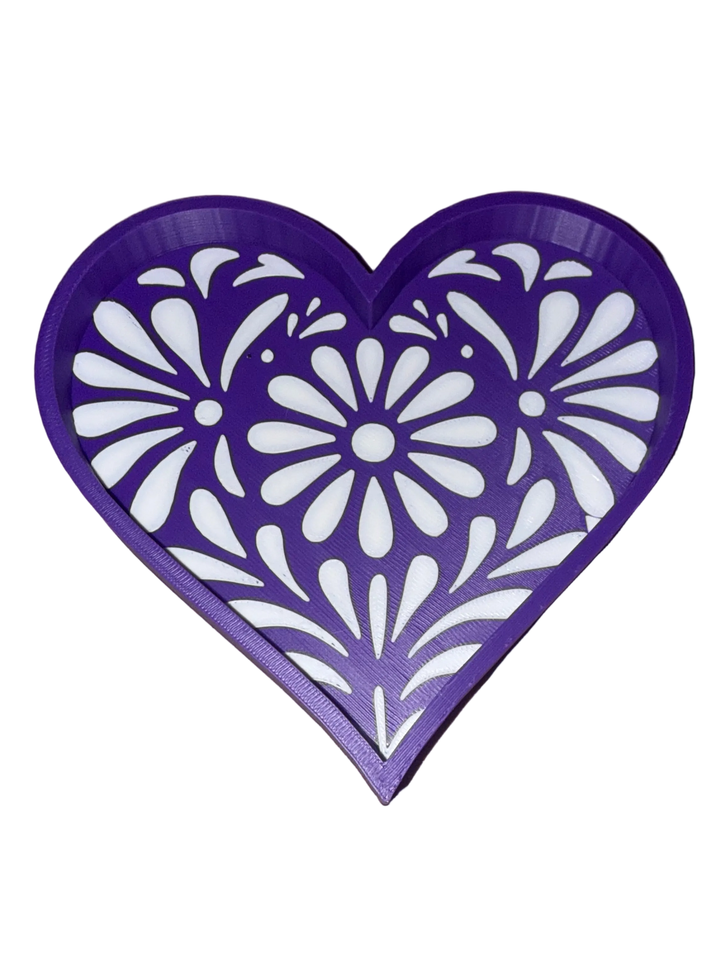 Purple & White Heart Talavera Tray Small