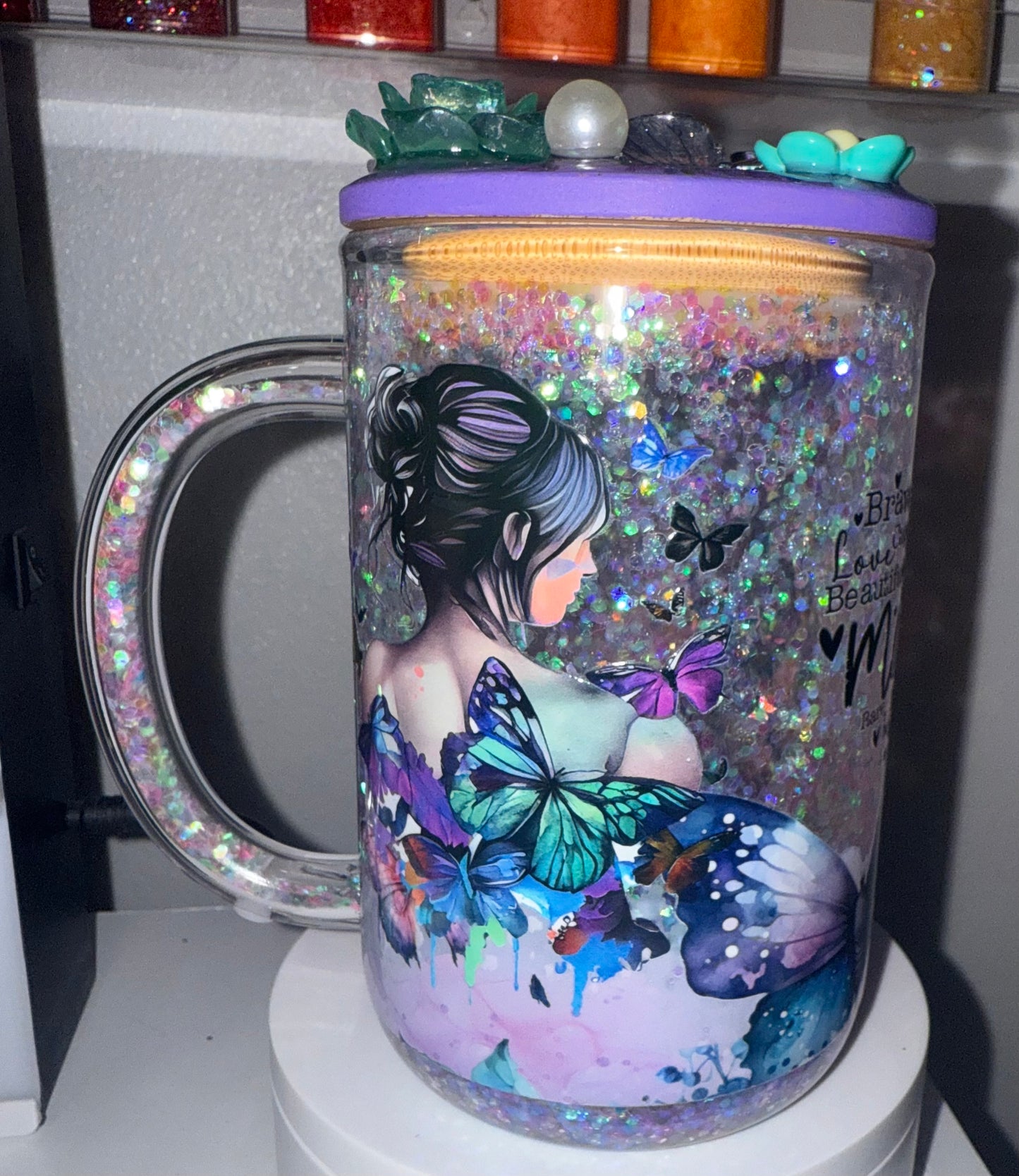 Mama/Butterflies Mug Snow Globe