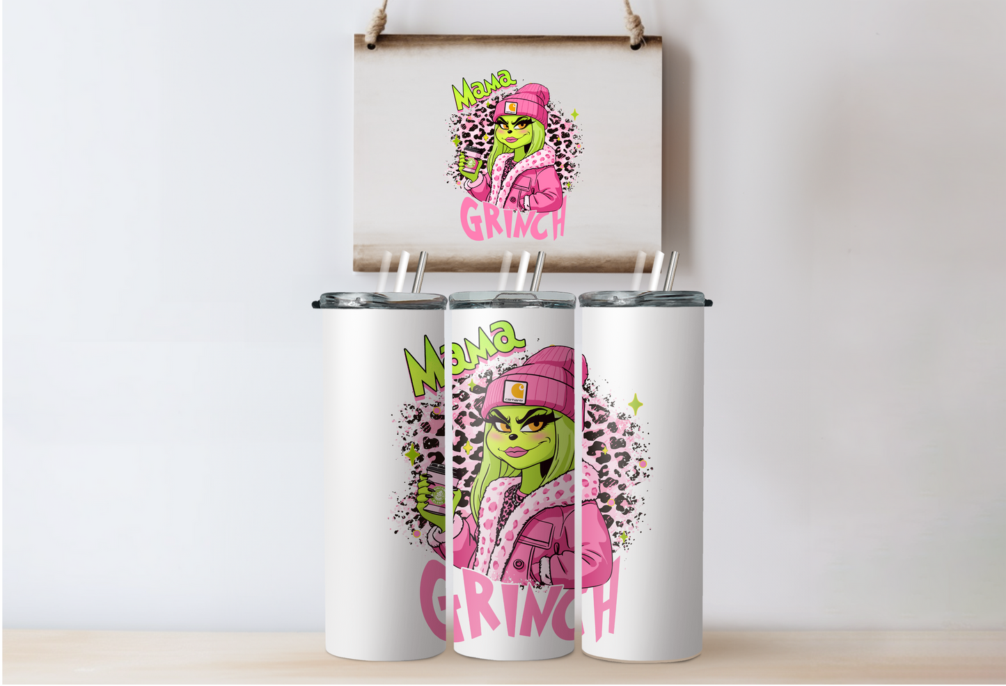 Pink Grinchy Mama Tumbler 2