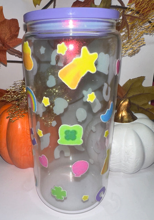 Lucky Charms Pink Shimmer Glass Tumbler