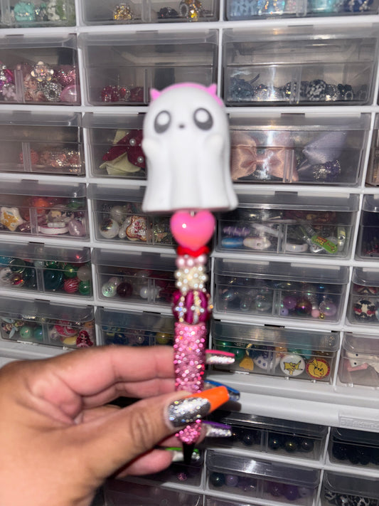 Ghostie Cat with Pink Ears Pen