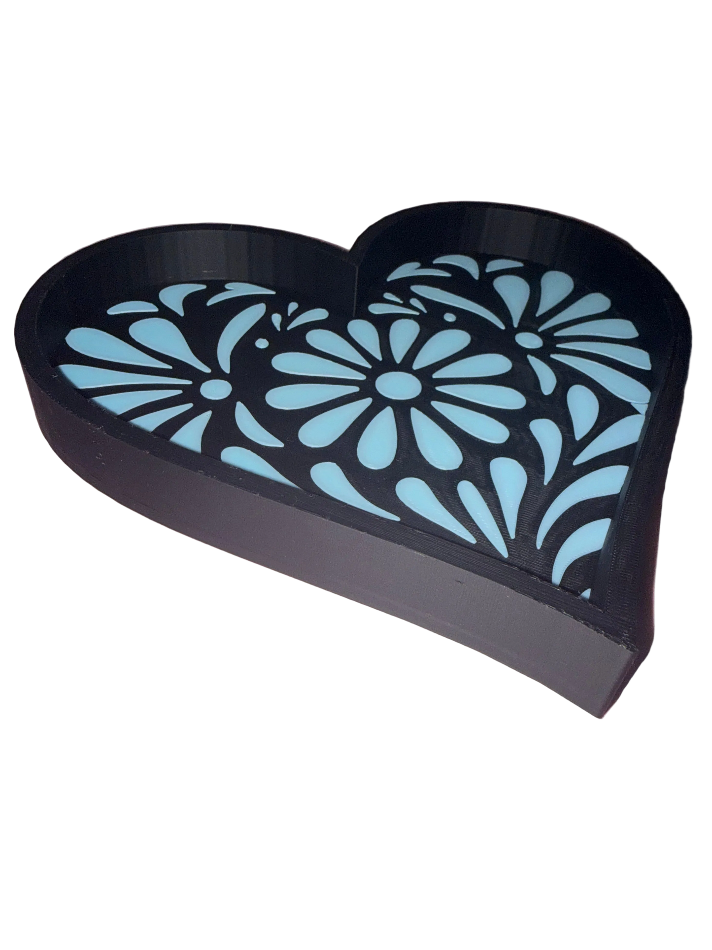 Talavera Heart Trinket Tray Blue & Black- Large