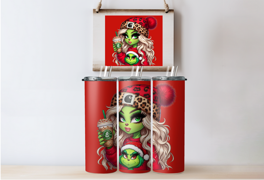 Red Grinchy Girl Tumbler 3