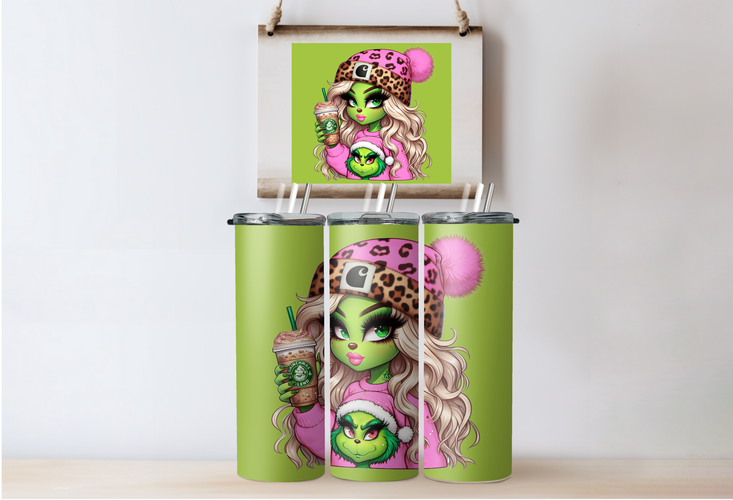 Pink Grinchy Girl Tumbler 4