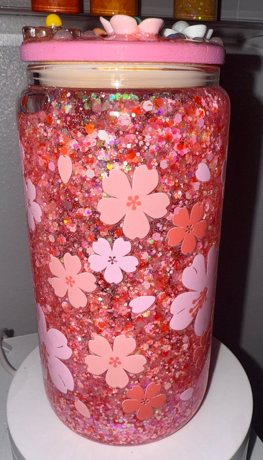 Coral Flowers Snow Globe