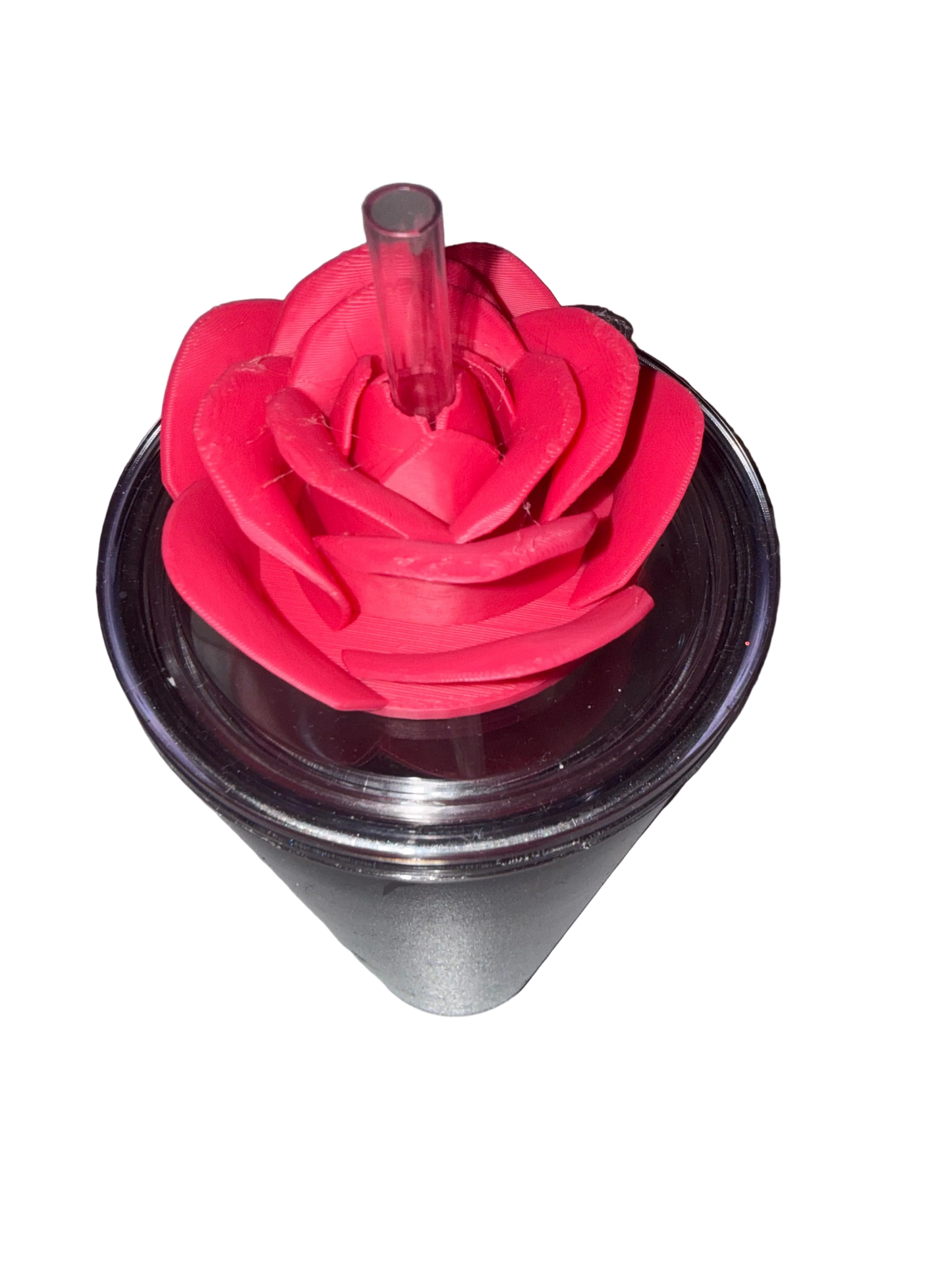 Hot Pink Rose 3D Lid Topper (24oz only)
