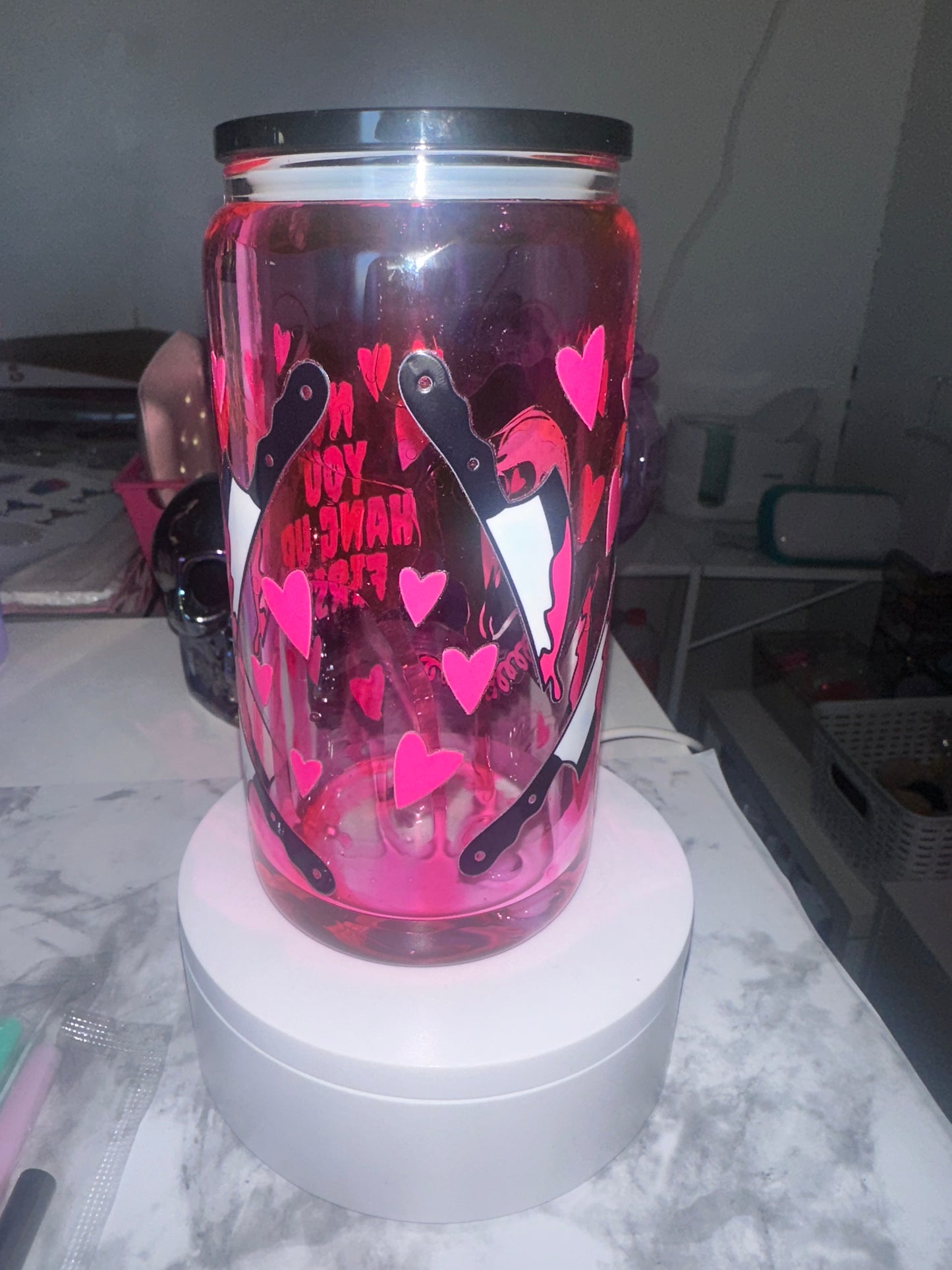 Pink Scream Glass Snow Globe