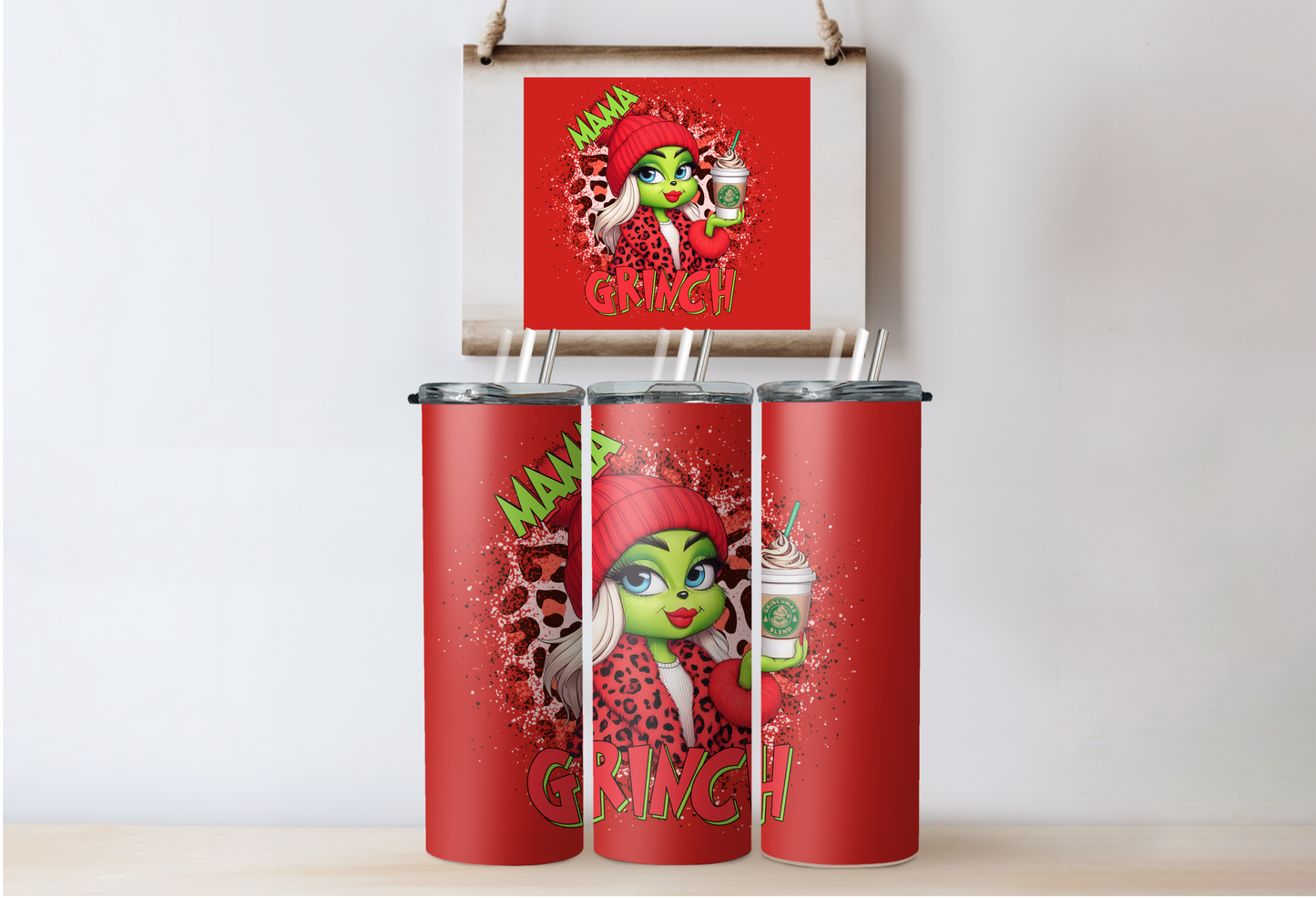 Red Grinchy Girl Tumbler 2