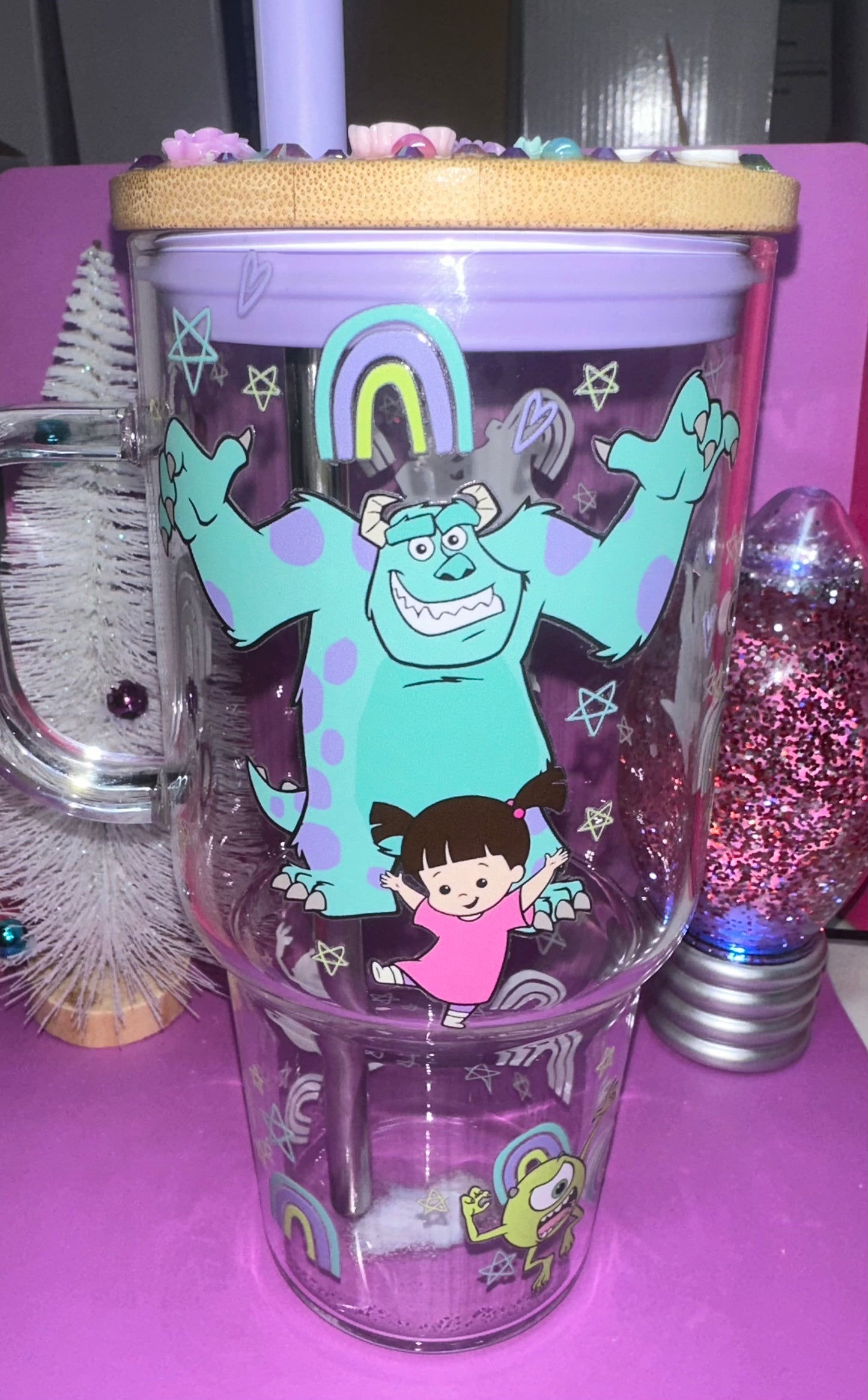 Purple Monster Glass Tumbler