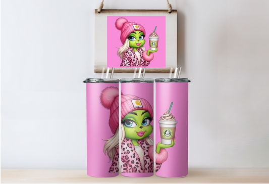 Pink Grinchy Girl Tumbler 5