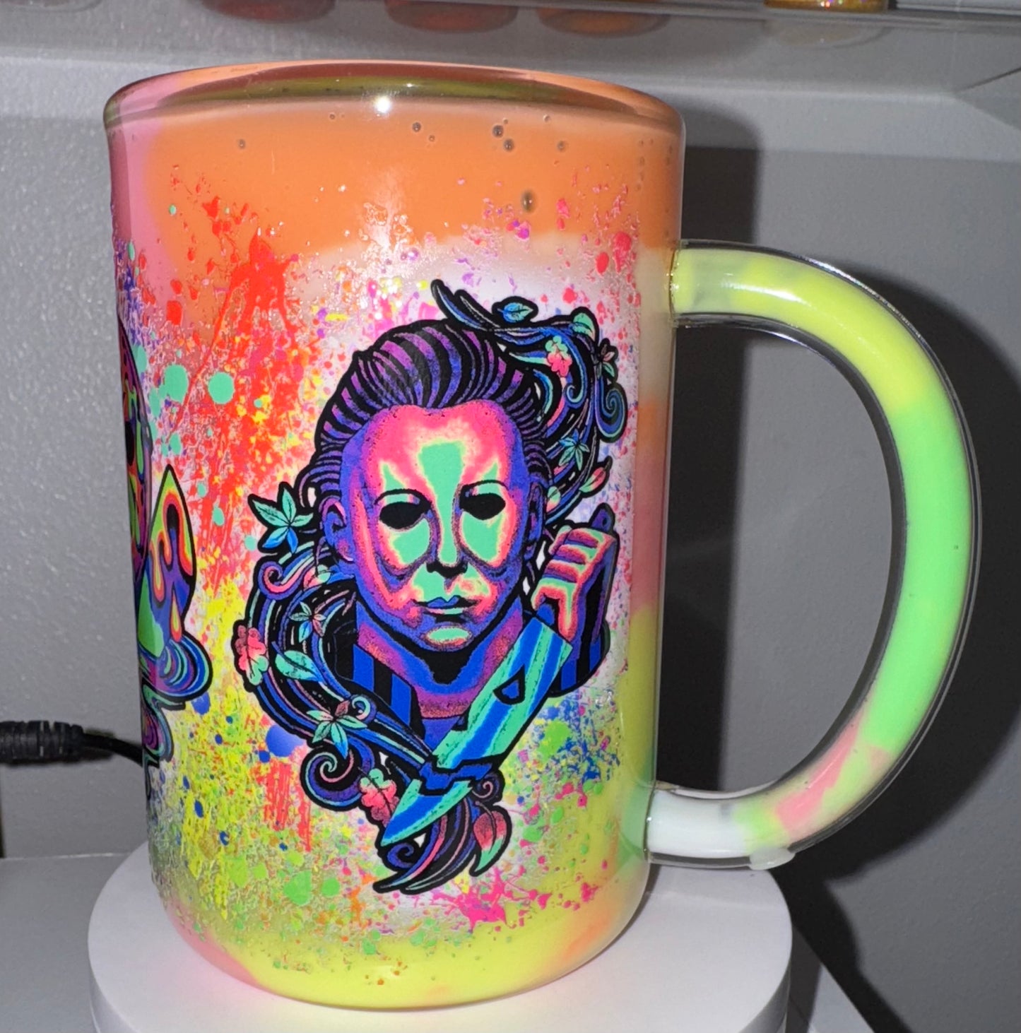 Glow in the dark paint snow globe mug