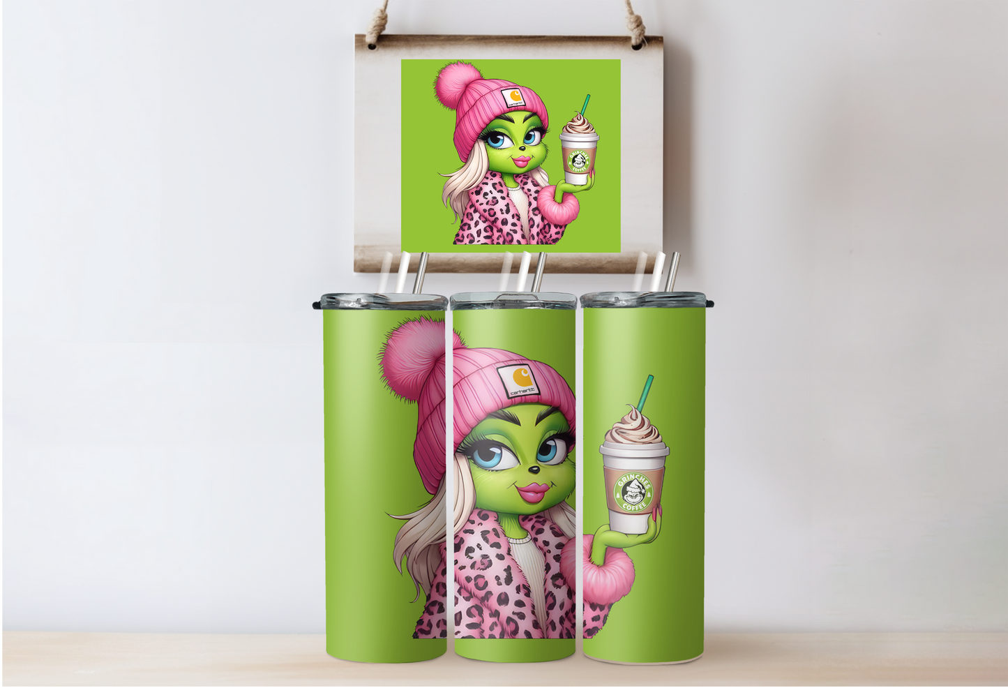 Pink Grinchy Girl Tumbler 5