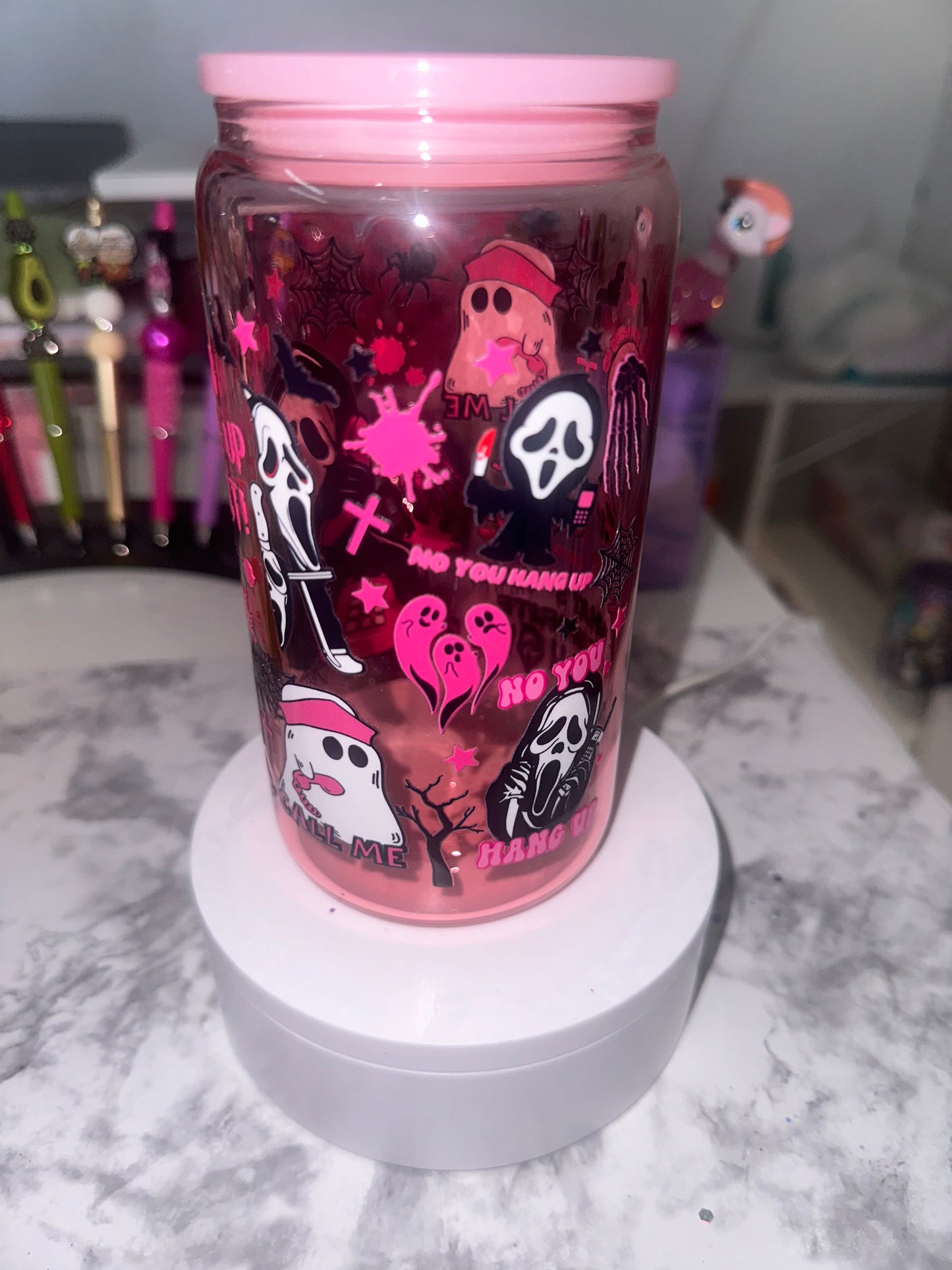 Pink Halloween Tumbler