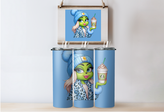 Blue Grinchy Girl Tumbler