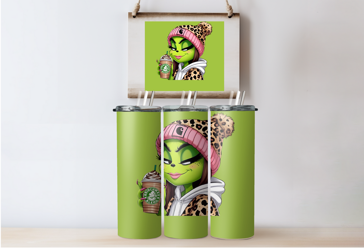 Leopard Grinchy Girl Tumbler