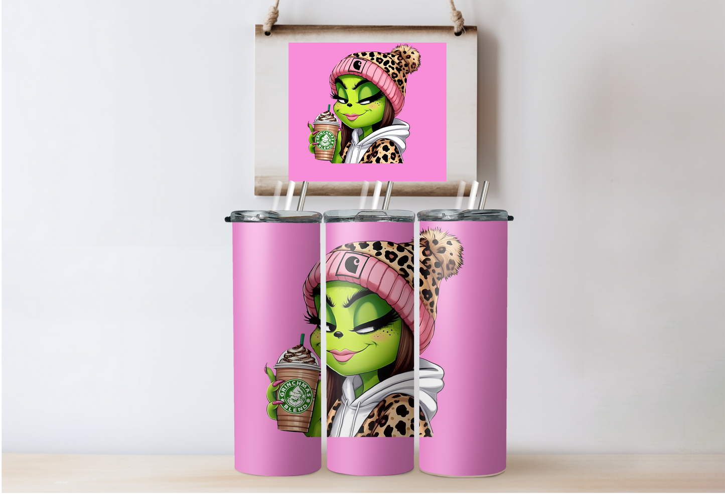 Leopard Grinchy Girl Tumbler