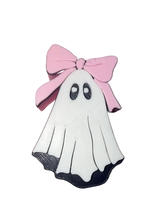 Pink Bow Ghostie 3D Straw Topper