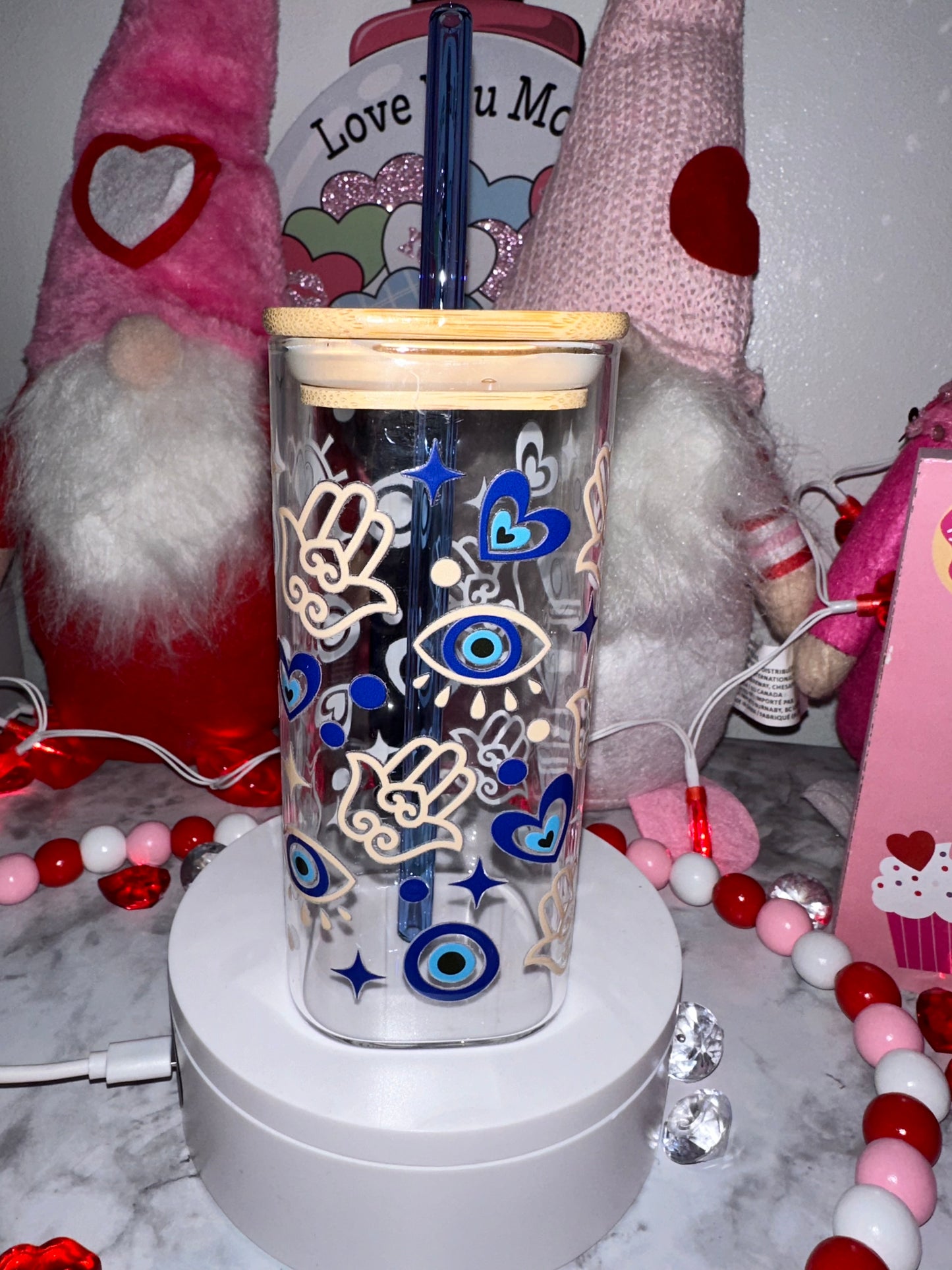 Small Square Blue Glass Tumbler