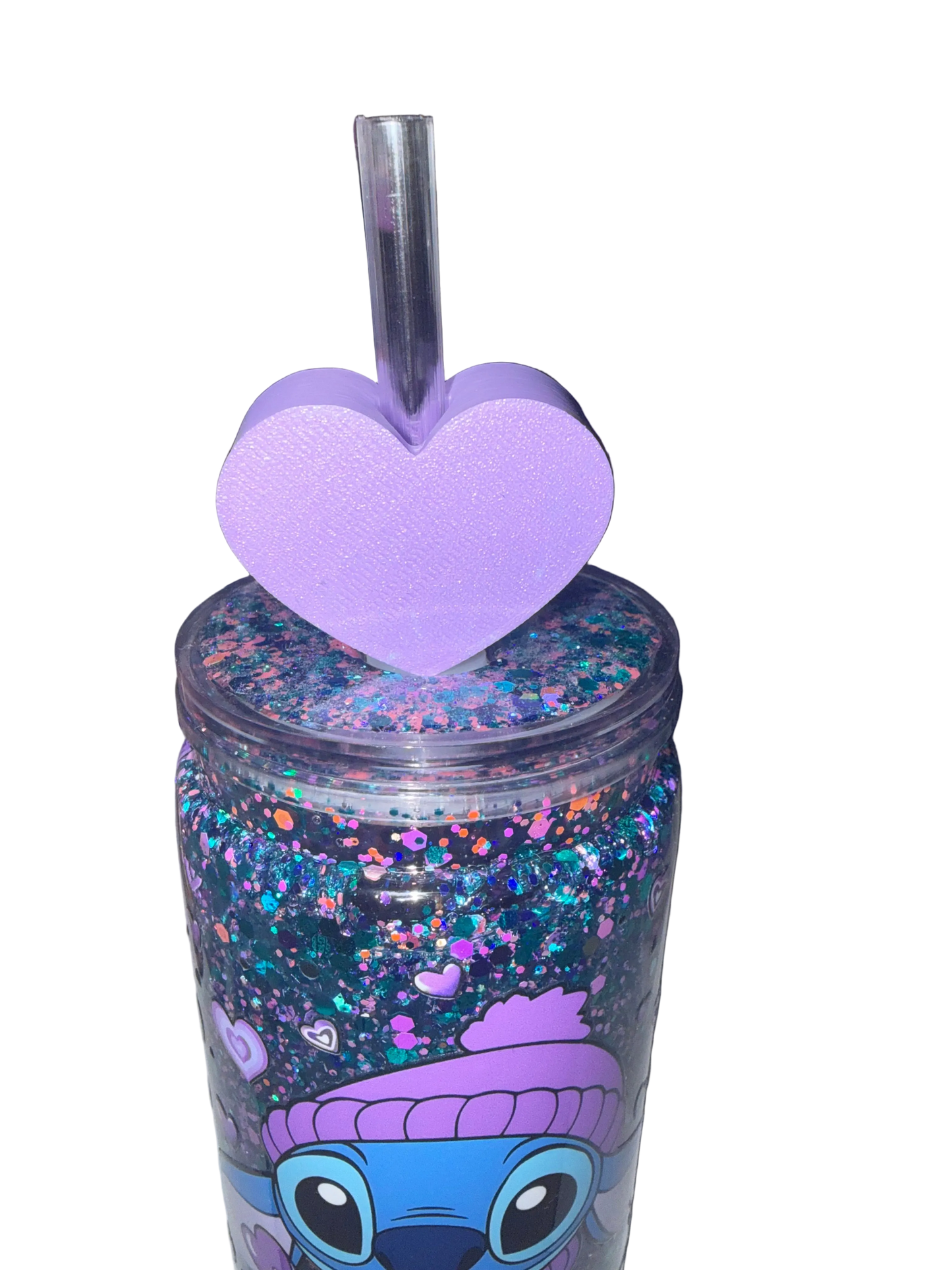 Light Purple Heart 3D Straw Topper