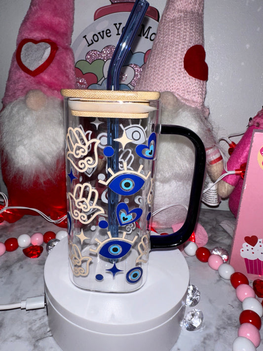 Small Square Blue Glass Tumbler