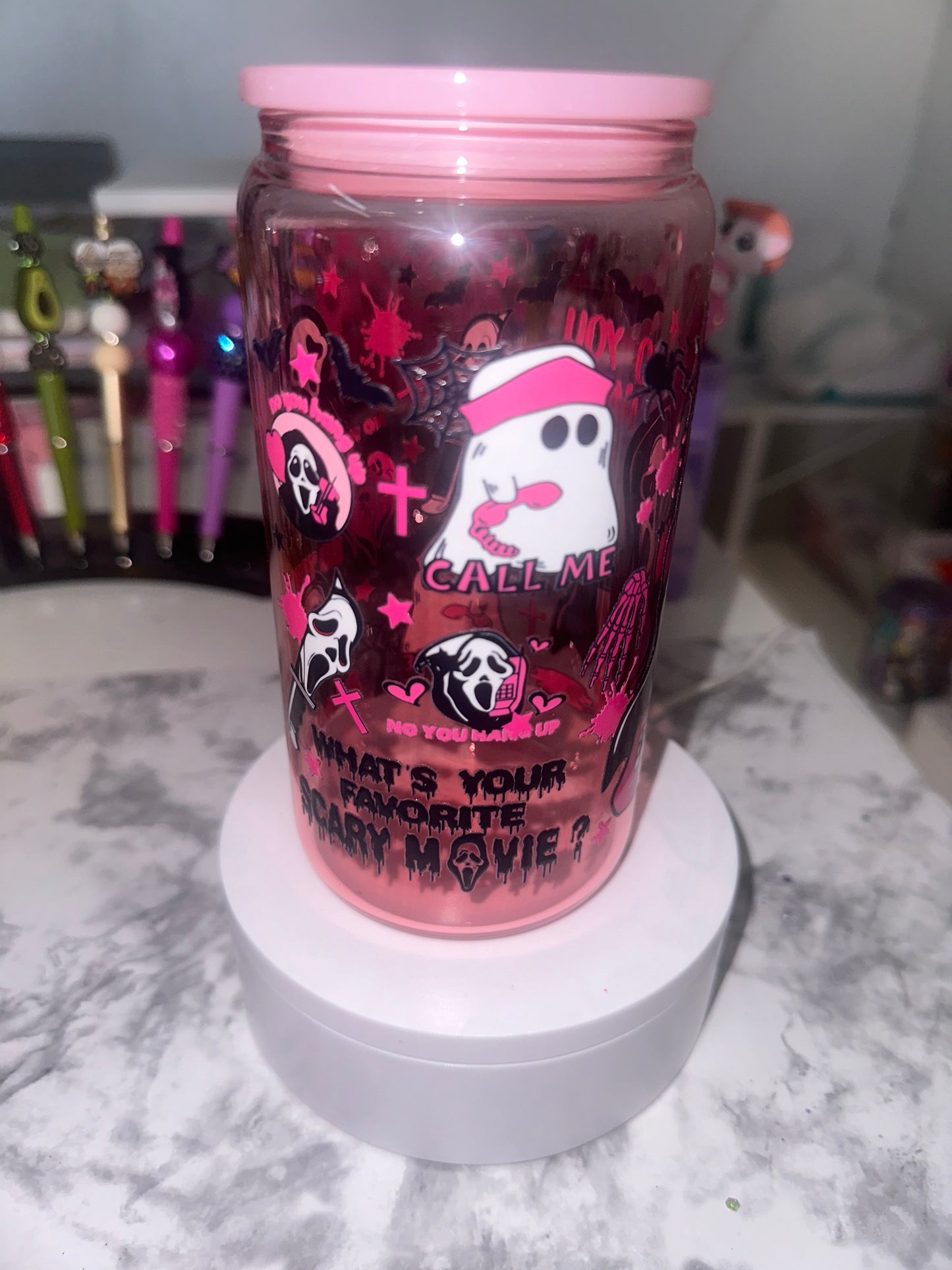 Pink Halloween Tumbler