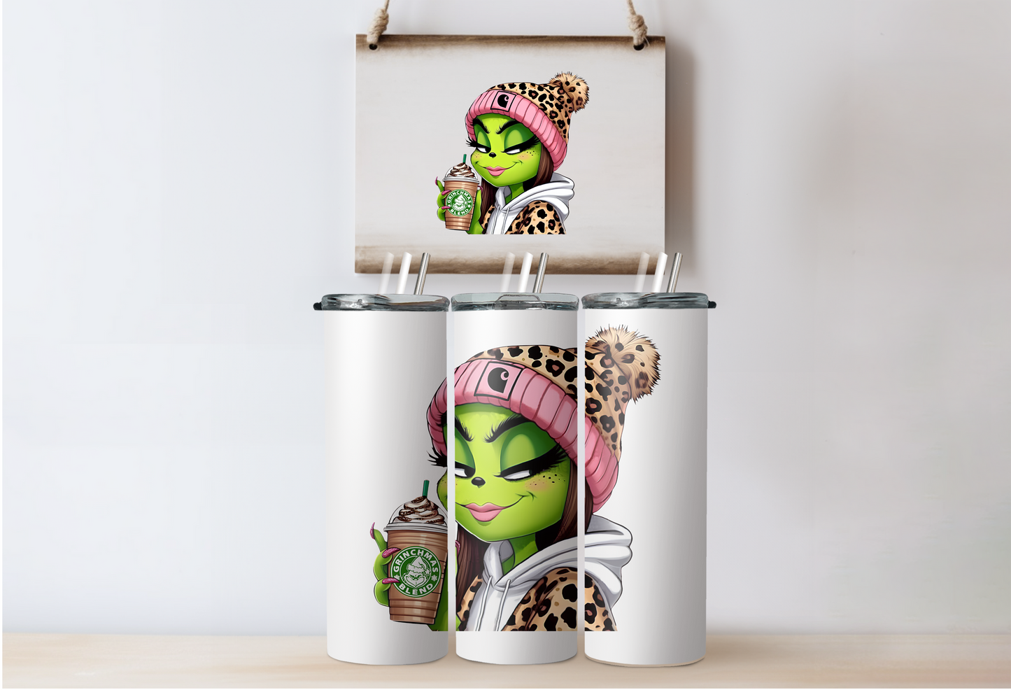 Leopard Grinchy Girl Tumbler