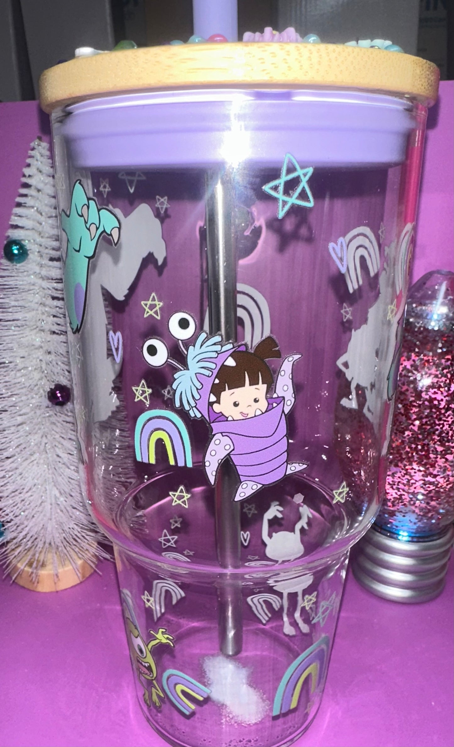 Purple Monster Glass Tumbler