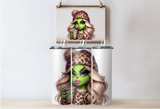 Leopard Diva grinchy girl Tumbler