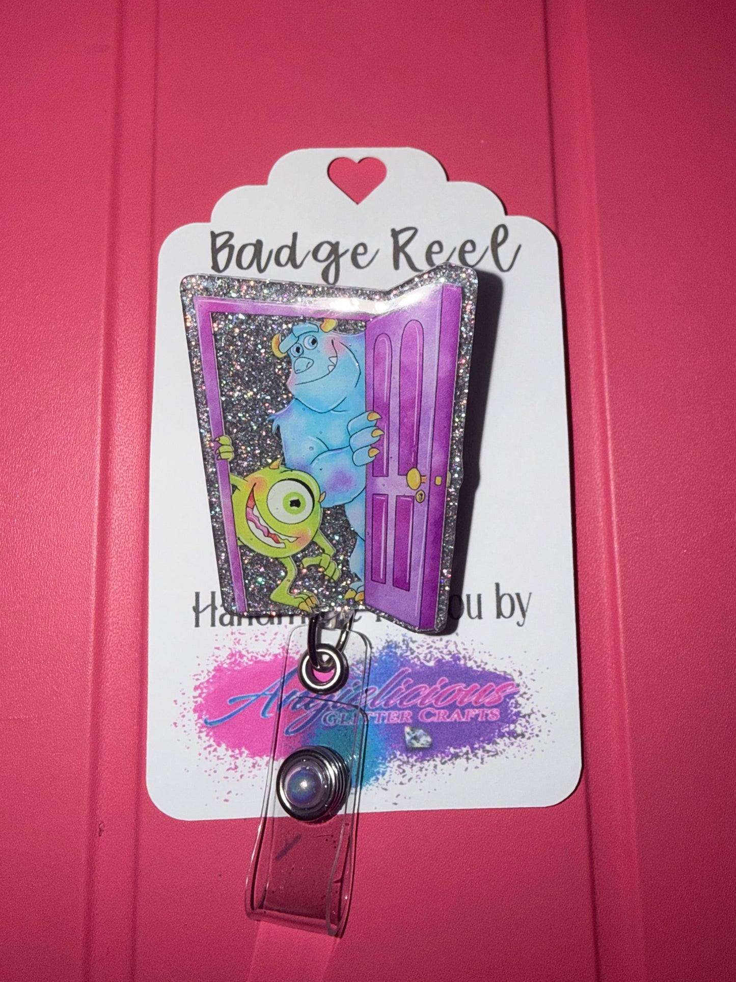 Monsters Inc Glitter Badge Reel