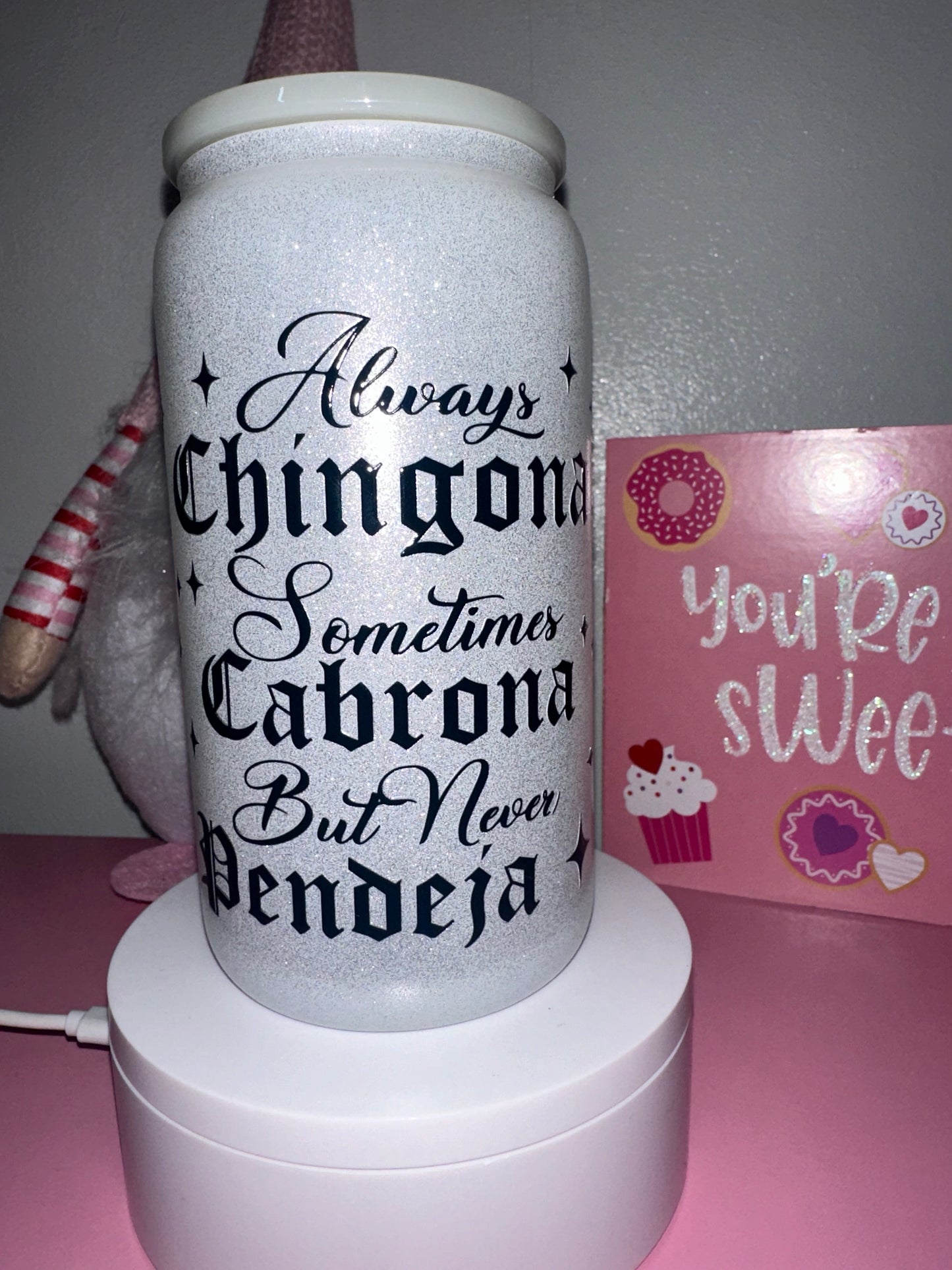 Silver Shimmer Glass Tumbler
