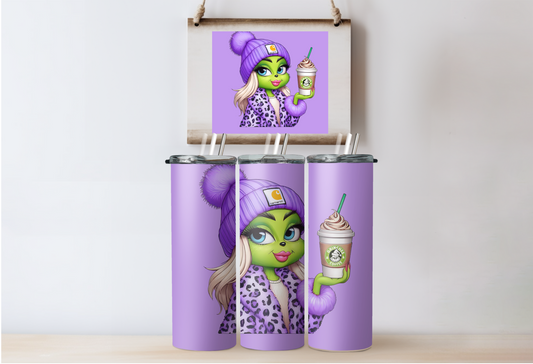 Purple Grinchy Girl Tumbler