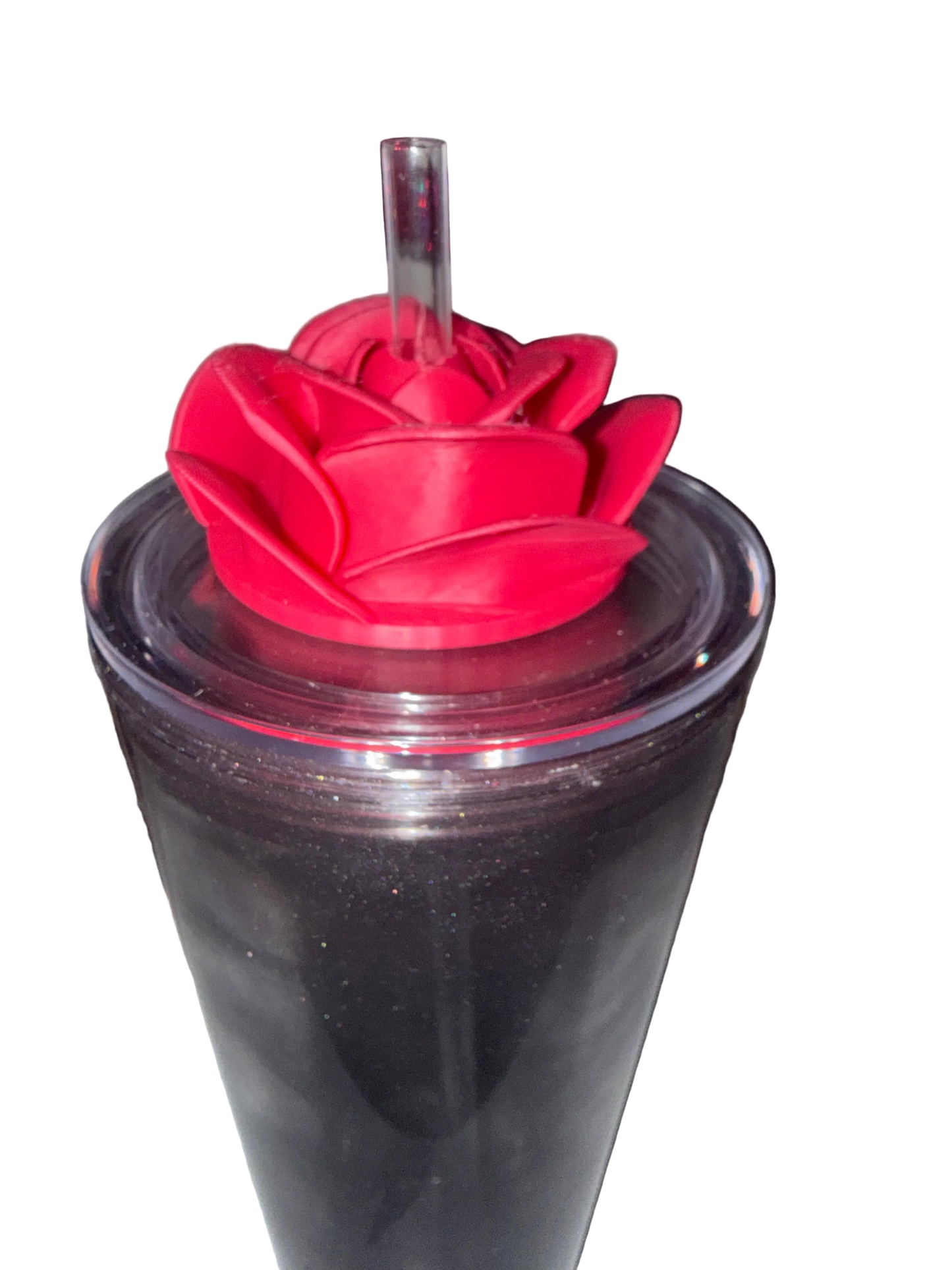 Hot Pink Rose 3D Lid Topper (24oz only)