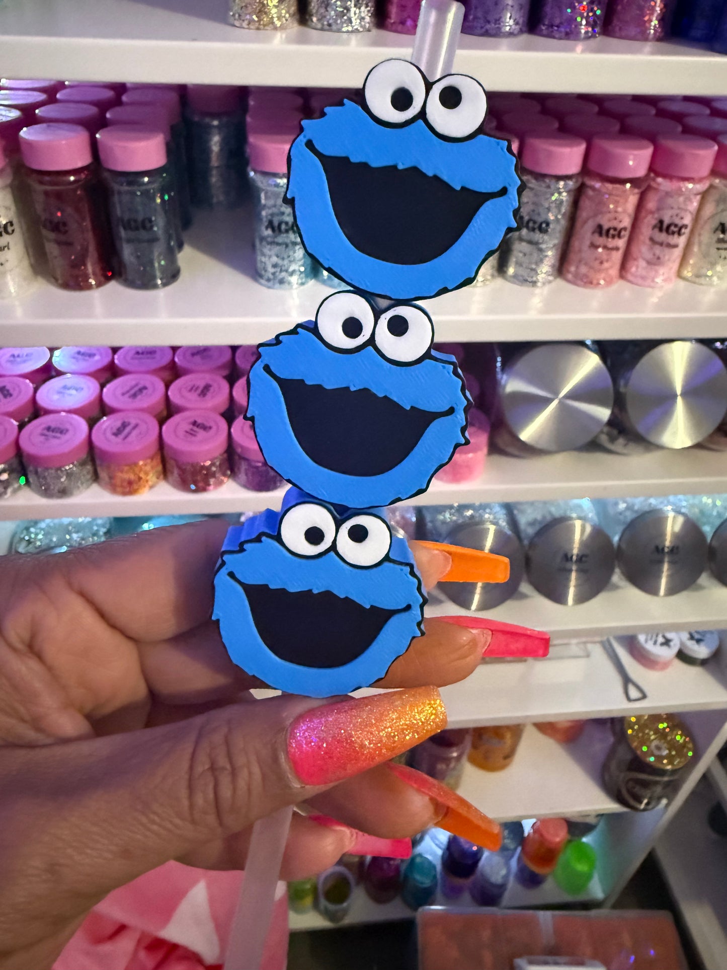 Cookie Monster 3D Straw Topper