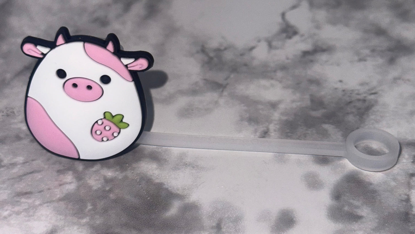 Pink and White Pig Straw Topper