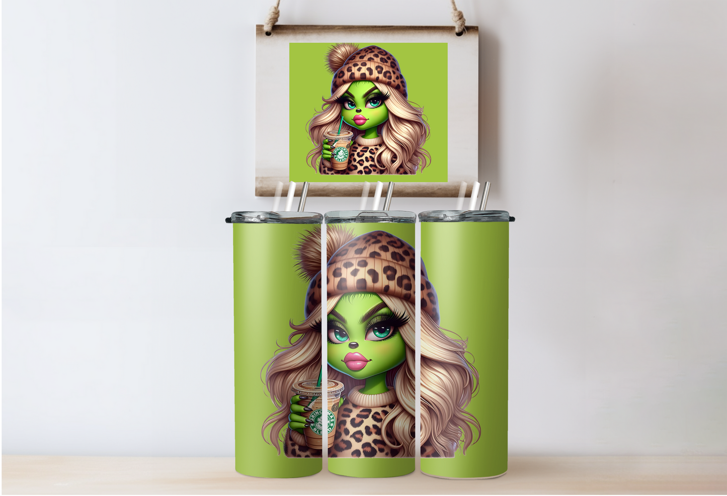 Leopard Diva grinchy girl Tumbler