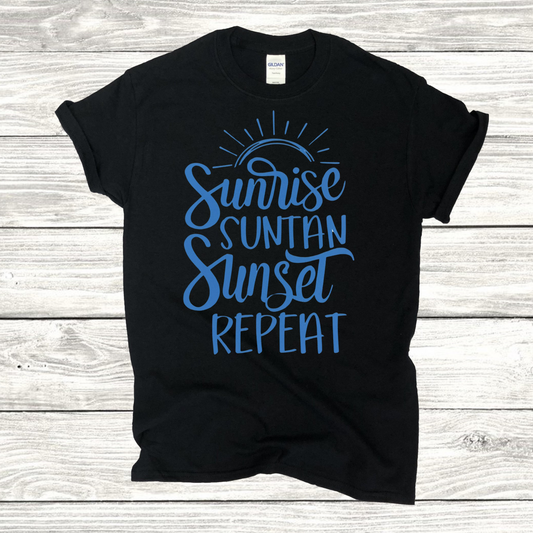 Sunrise Suntan Sunset Repeat T-shirt
