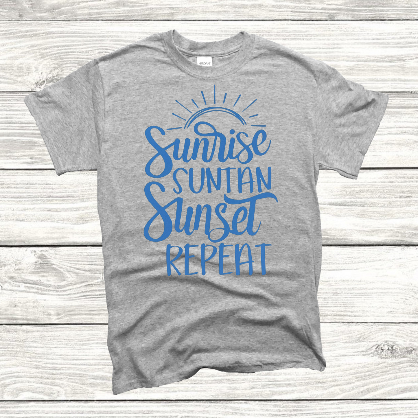 Sunrise Suntan Sunset Repeat T-shirt