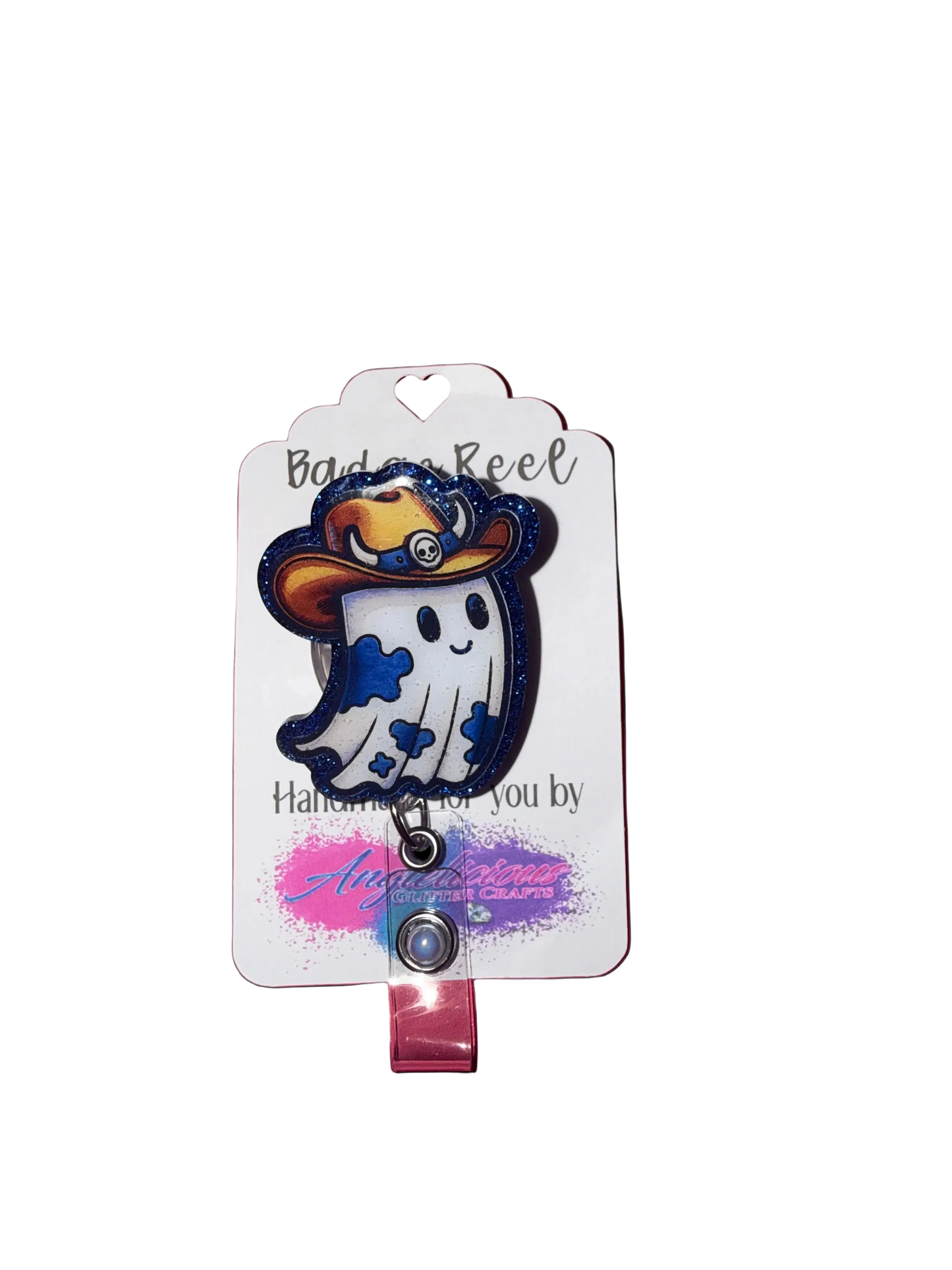 Cowboy Ghostie Glitter Badge Reel