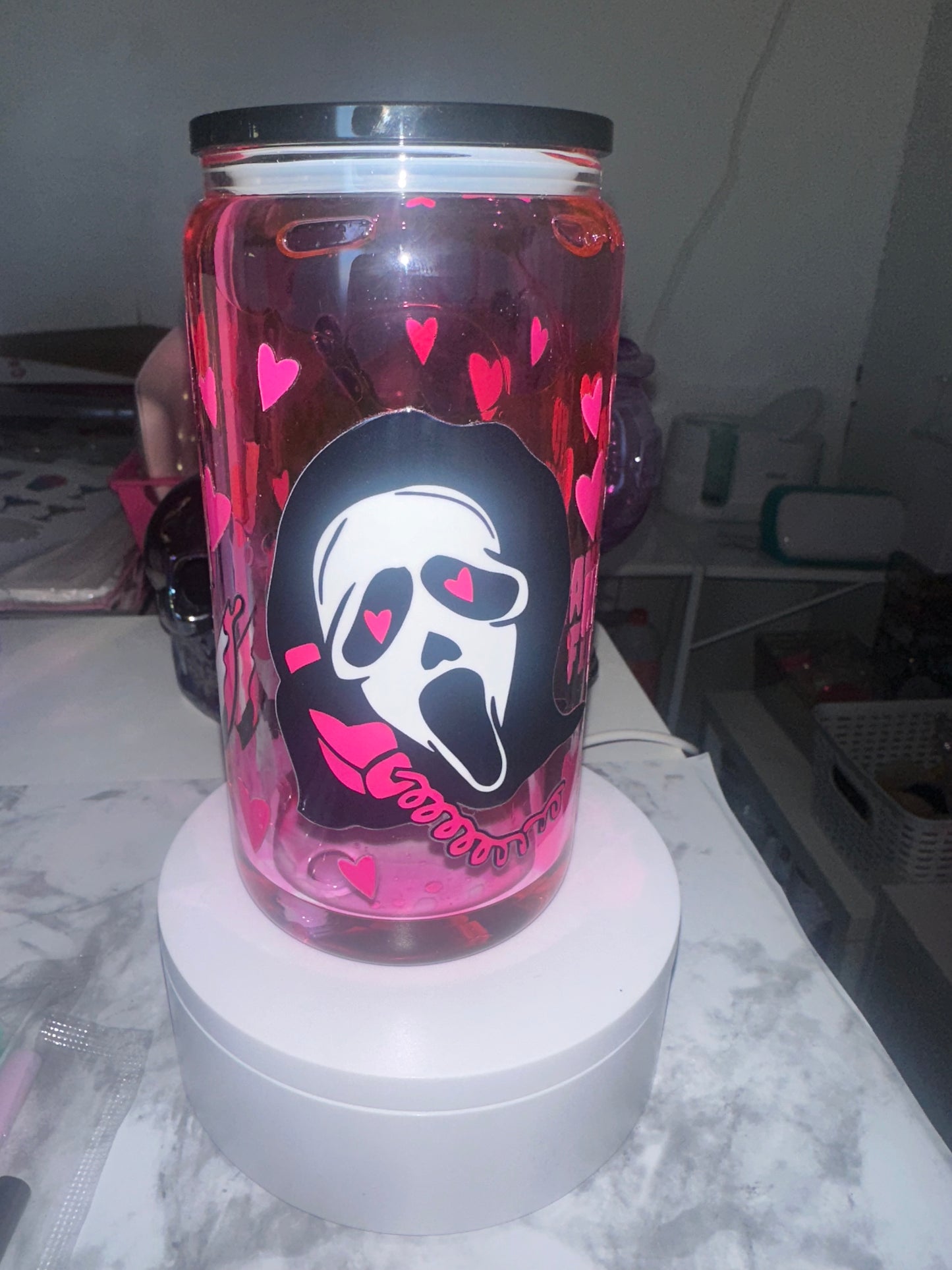 Pink Scream Glass Snow Globe