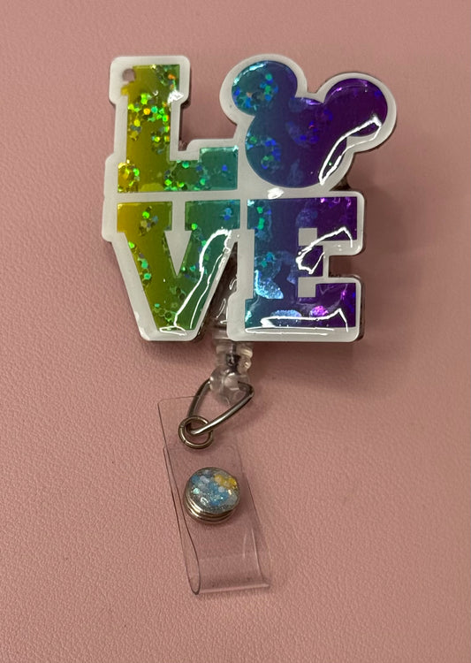 Colorful Love Mouse Badge Reel