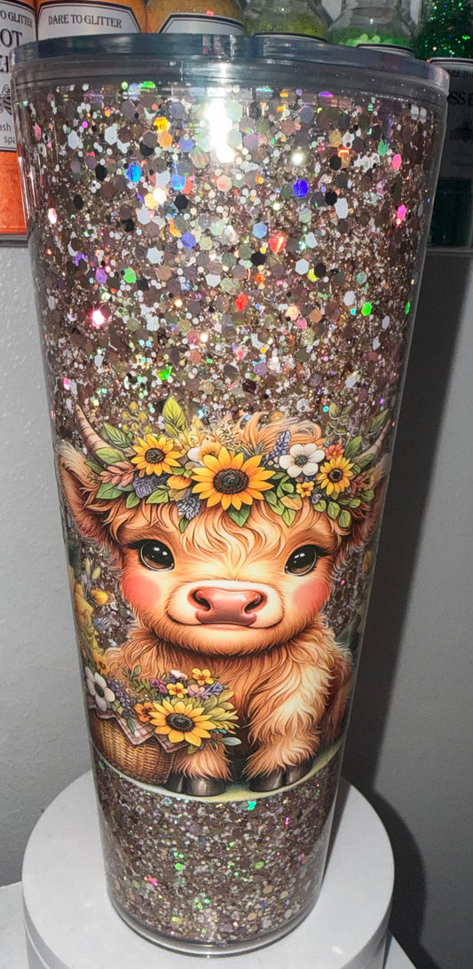 Cow Glitter Tumbler