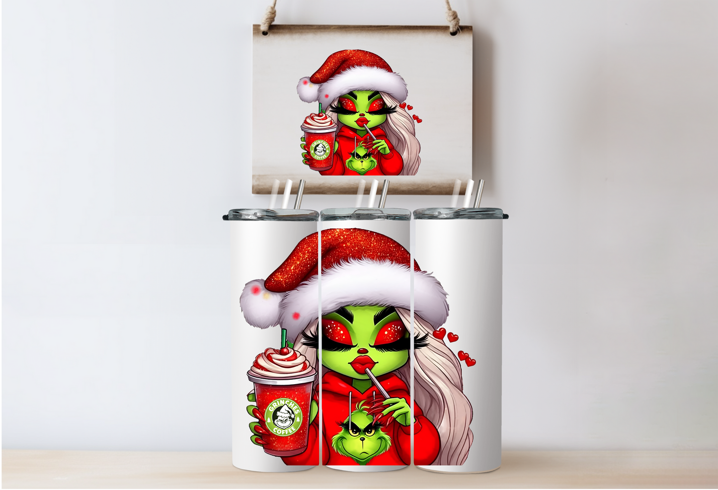 Red Grinchy Girl Tumbler