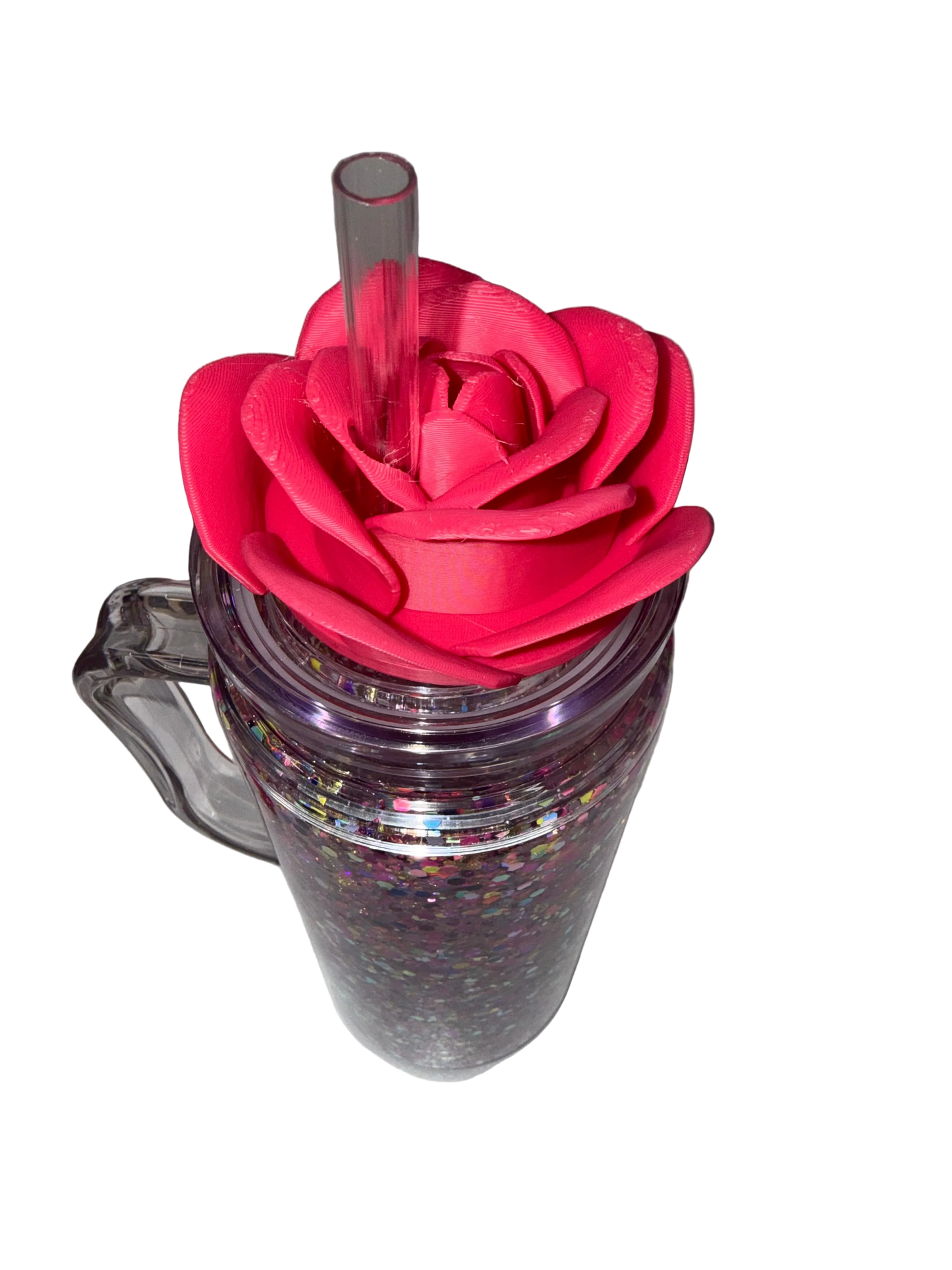 Hot Pink Rose 3D Lid Topper (16/20oz only)