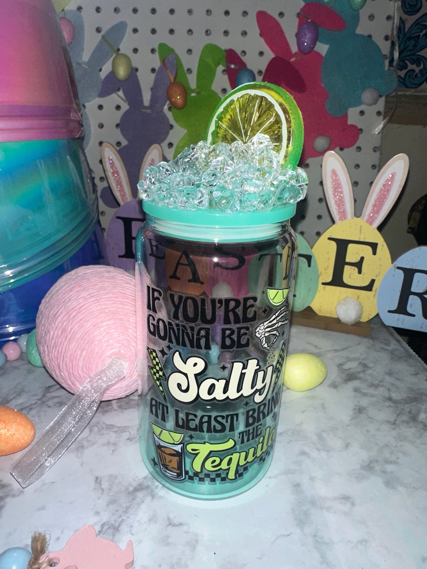Don’t be salty glass tumbler