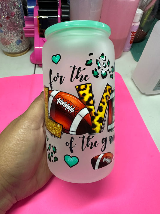 Football Frosted Glass Tumbler