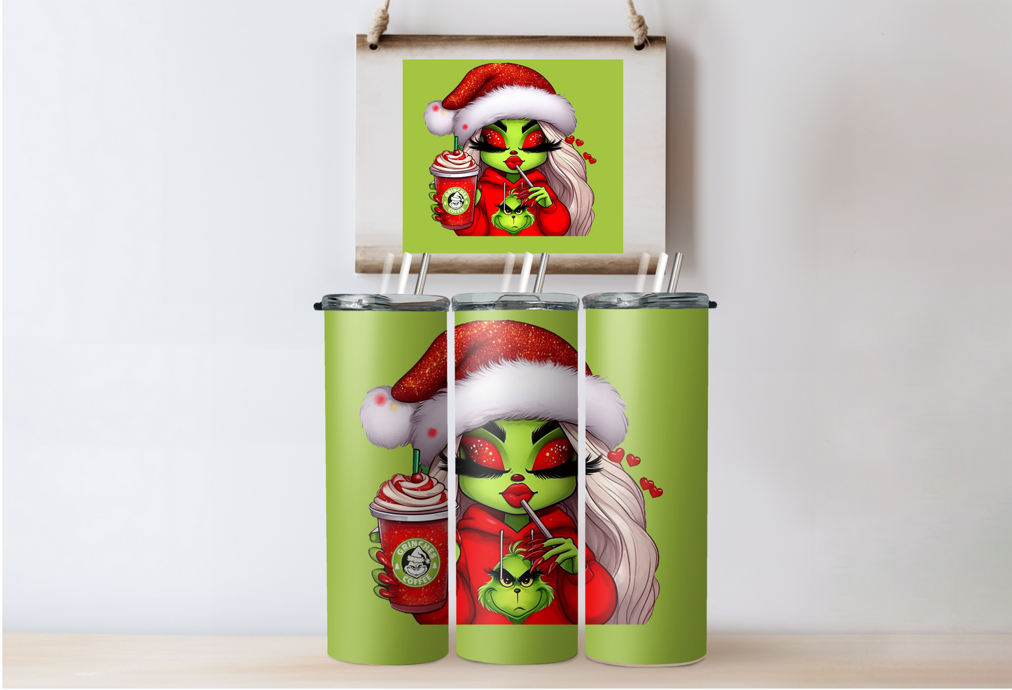 Red Grinchy Girl Tumbler