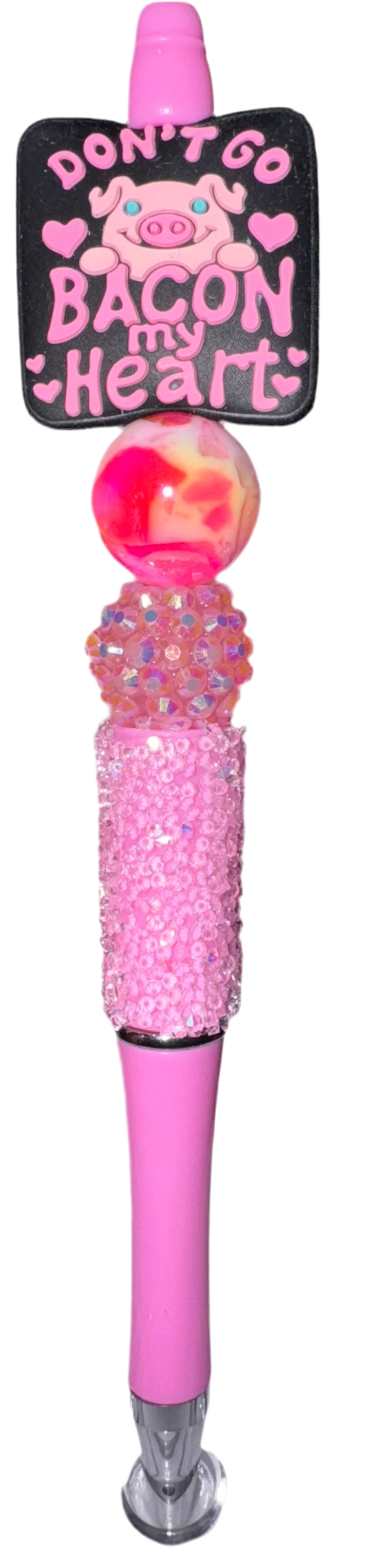 Piggy Pink Bling Beaded Pen