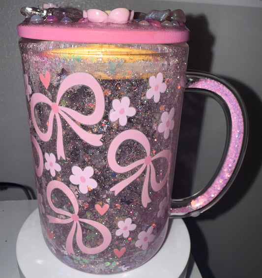 Pink Bows Mug Snow Globe