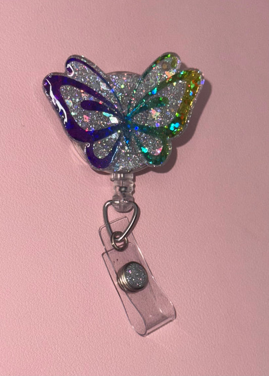 Glitter Butterfly Badge Reel